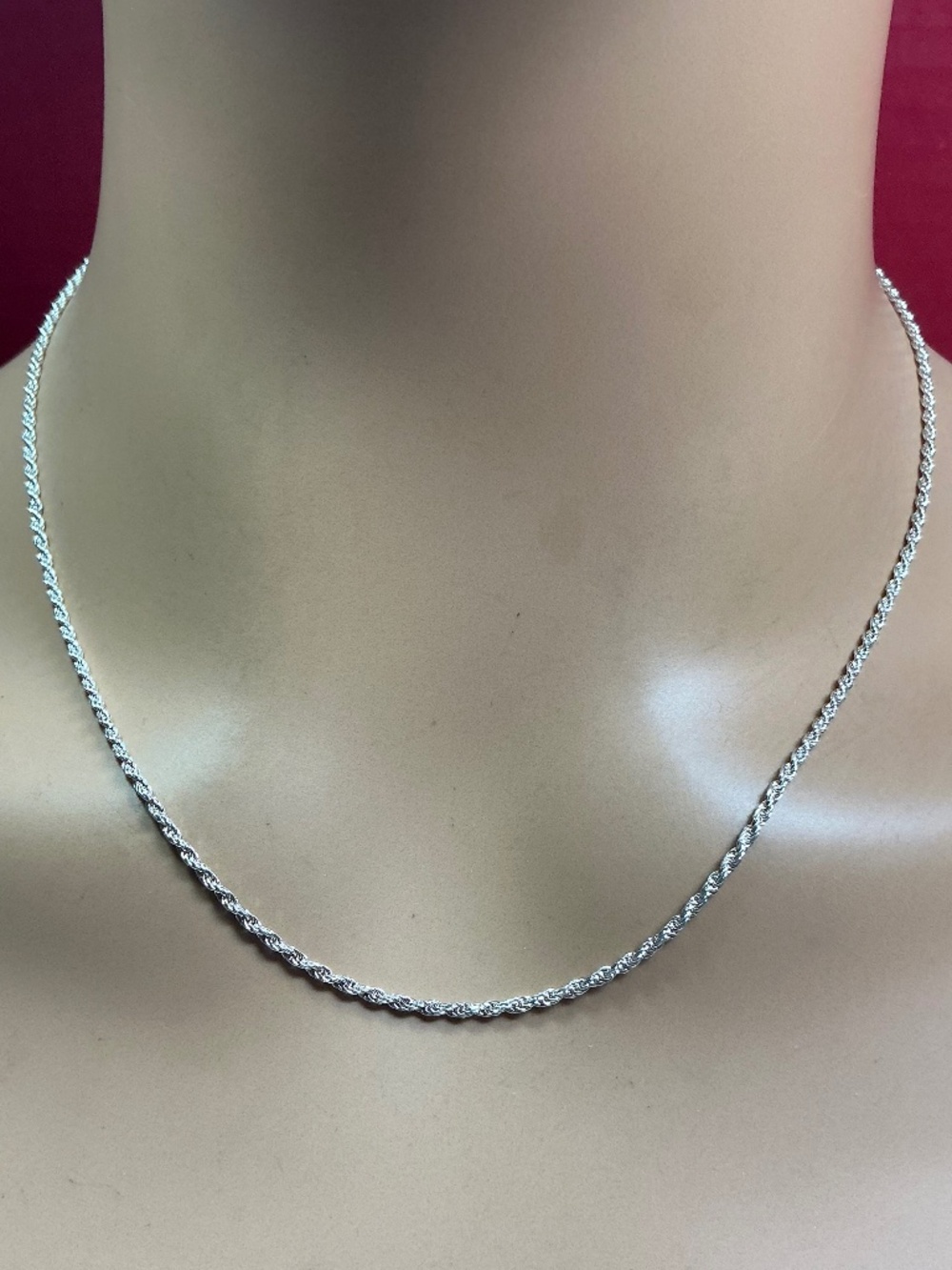 AGI Sterling Silver Rope Style Italian Necklace / Chain. 18 inches long